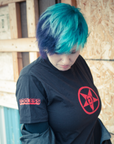 Godless Industries Black Tee Shirt Sleeve and Front