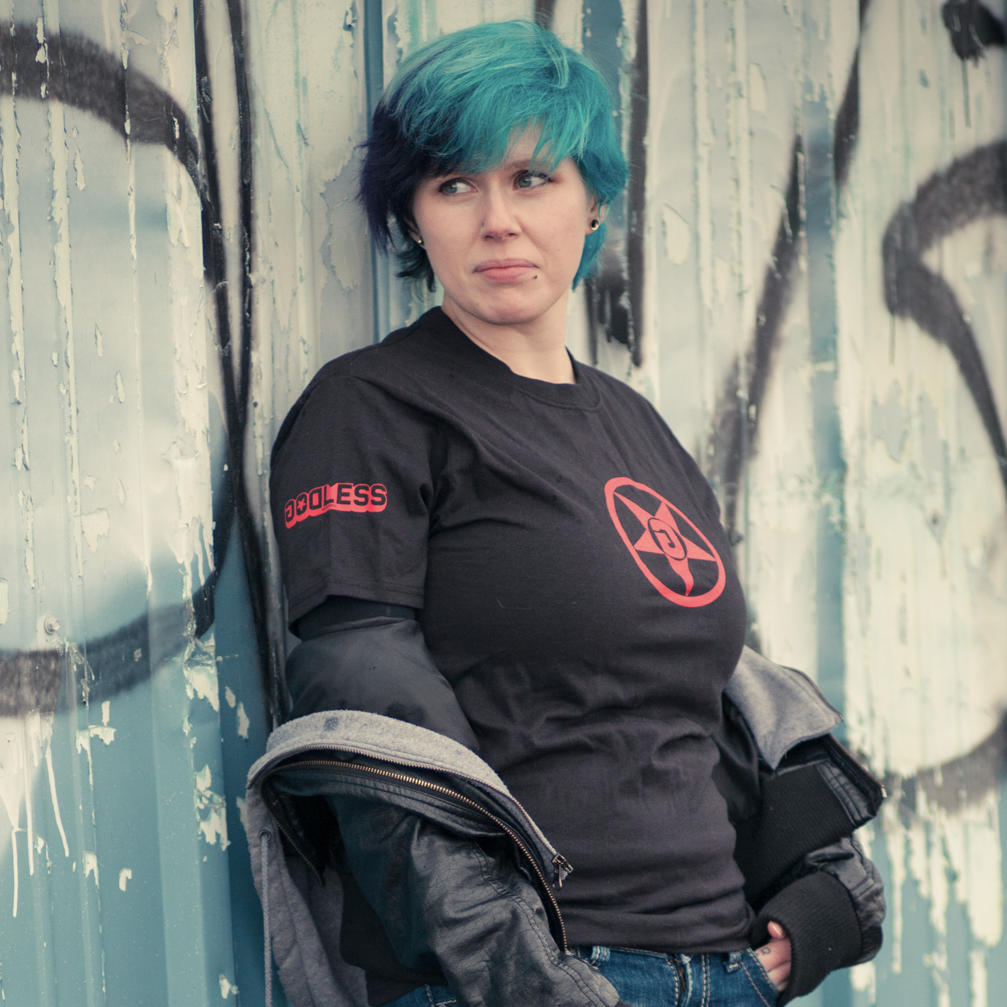 Godless Industries Black Tee Shirt Sleeve and Front