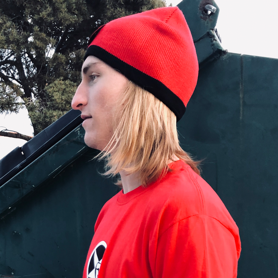 Godless Industries - The Red / Black Two Tone Knit Beanie